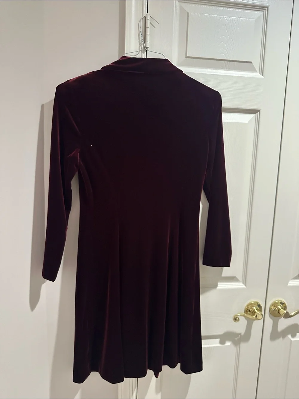 Talbots Deep Burgundy Velvet Midi Dress with Button Front